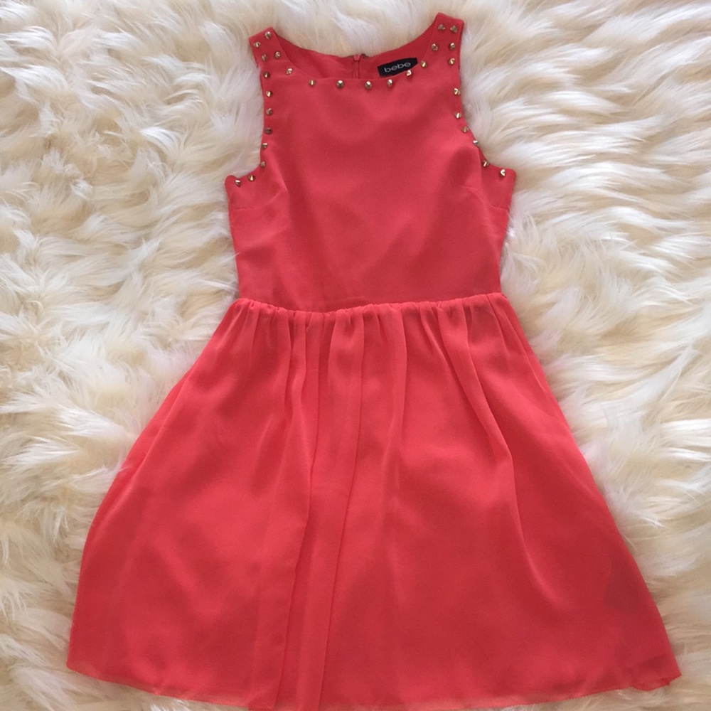 Bebe coral studded dress🌷
